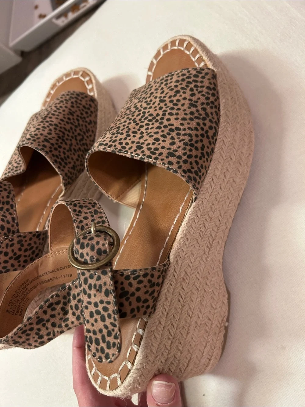 Universal Thread Leopard-Print Espadrille Wedge Sandals - Tan/Black